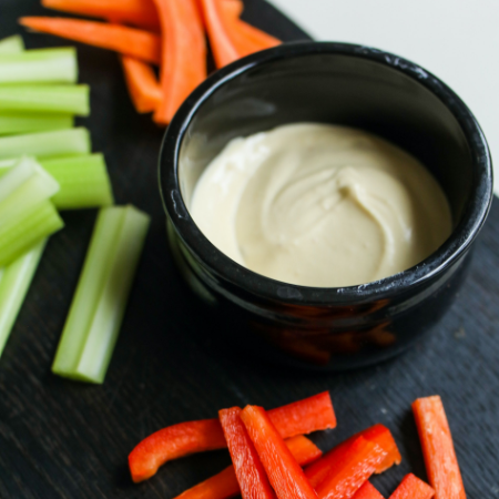 celery, carrots, hummus